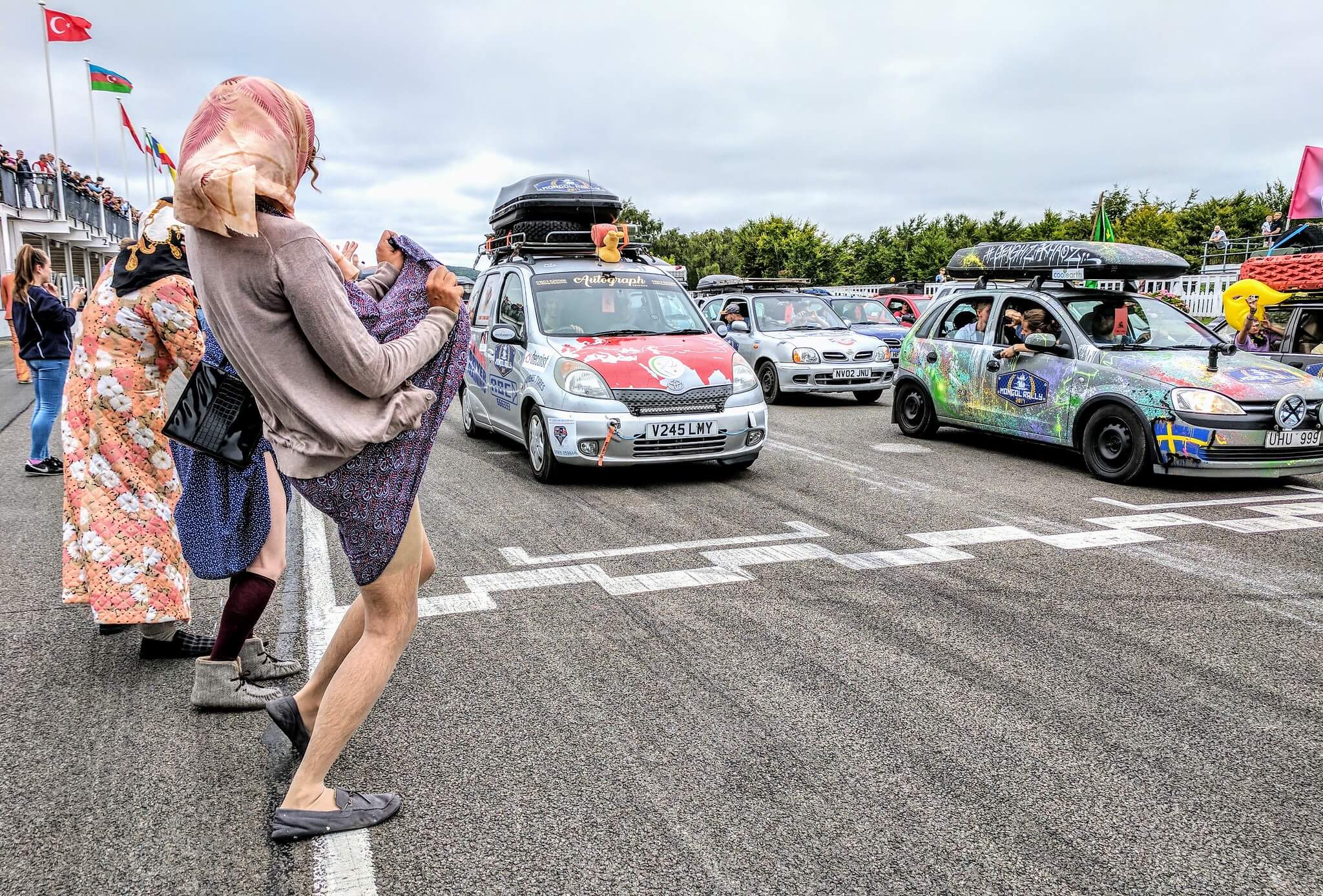 Waving off the teams in classy fashion at the 2017 Mongol Rally launch