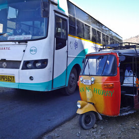 Bus and Rickshaw