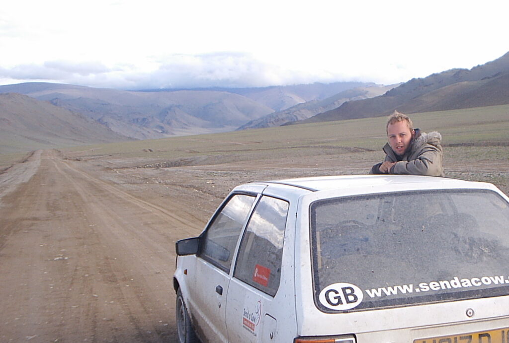 Ben Cribb in Mongolia on the Mongol Rally 2005