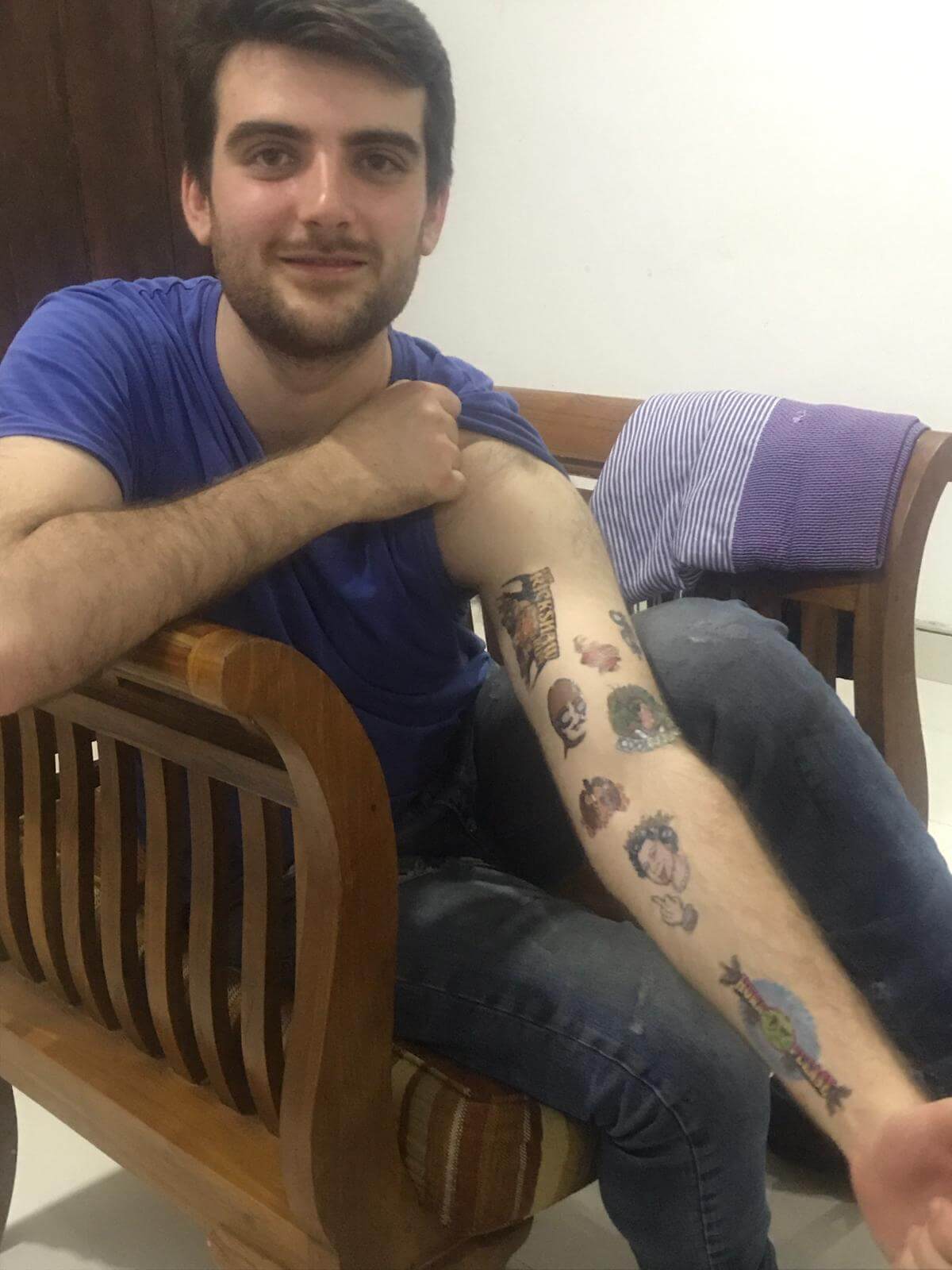 Fake tattoos on an arm