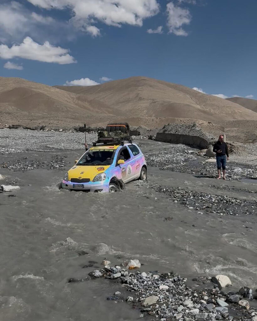 Team Ossobuco Overdrive - Pasta la vista, baby! crossing a river in Kazakhstan.