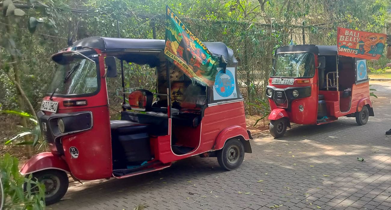 Sherry Grant's team the Bali Belly Bandits on the road with Team Fast & Furious Rickshaw Run Sri Lanka August 2025.